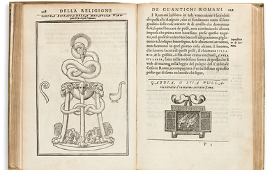 Du Choul, Guillaume (1496-1560) Discorso della Religione Antica de Romani. Lyon: Guillaume Rouille,...