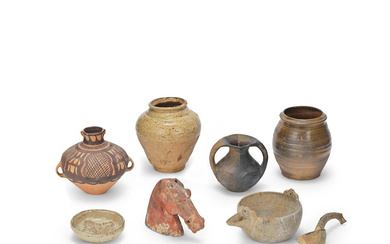 EIGHT POTTERY ITEMS Neolithic to Tang Dynasty