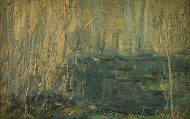 ERNEST LAWSON Swamp Willows. Oil on board, circa 1905. 205x260 mm; 8x10 inches....