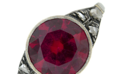 Early 20th century synthetic ruby & diamond ring