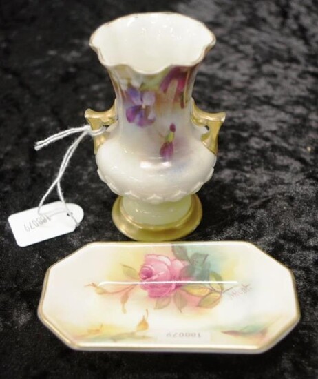 Edwardian Royal Worcester Hadley Ware posy vase hand painted...