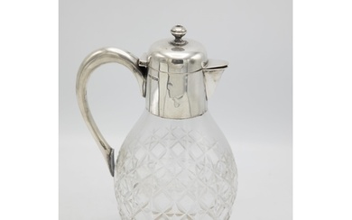 Edwardian silver and glass claret jug in the manner of Chris...