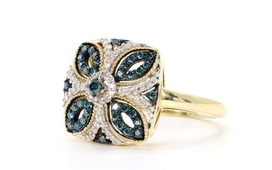Effy 14KY Gold Blue and White Diamond Ring
