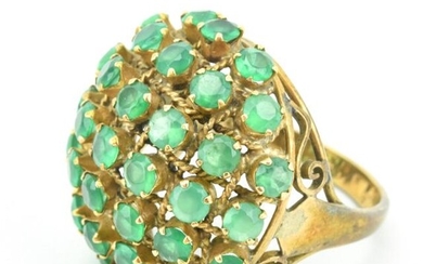 Estate 10kt Gold & Synthetic Emerald Sputnik Ring