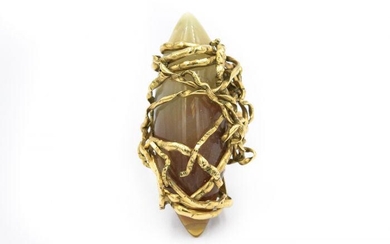 Estate Yellow Gold and Agate Nesting Ring