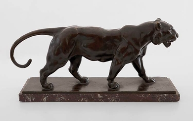 FELICE TOSALLI Turin, 1883 - 1958 Panther Bronze sculpture, 19...