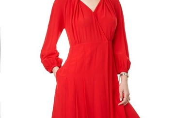 FENDI RED DRESS Condition grade A-. 80cm chest, 100cm length. Red dress with V neck and hook cl...