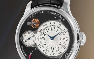 F.P. Journe, An extraordinarily rare and technically impressive "Black Label" platinum chronometer wristwatch with deadbeat seconds, power reserve indicator, guarantee, and presentation box