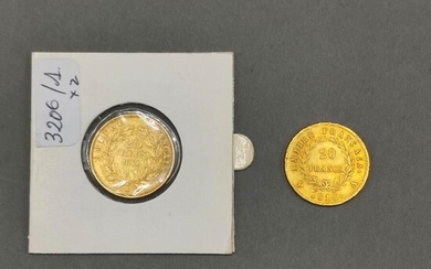 FRANCE Deux pièces de 20 F or, 1812 et 1854 Toutes les pièces d'or sont...