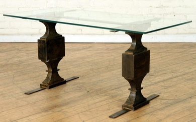FRENCH MODERNIST STYLE GILT IRON COFFEE TABLE