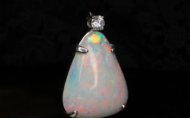 Fiery Opal and Diamond Pendant