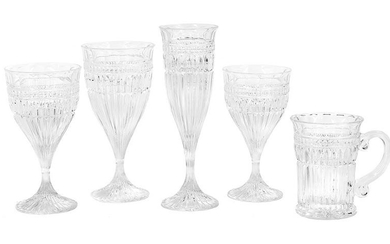 Fifty-Piece Collection of Molded Crystal Stemware