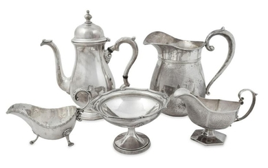 Five American Silver Articles Coffeepot: Height 11 x