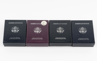 Four American Eagle Proof Silver Dollars
