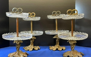 Four Louis XV-style Bronze & Glass Pastry Stands