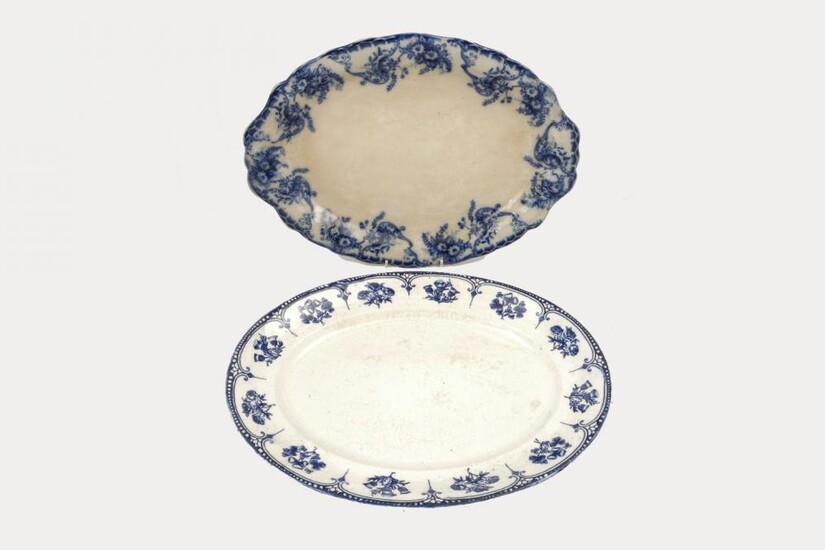 Four large Staffordshire oval shaped meat platters...