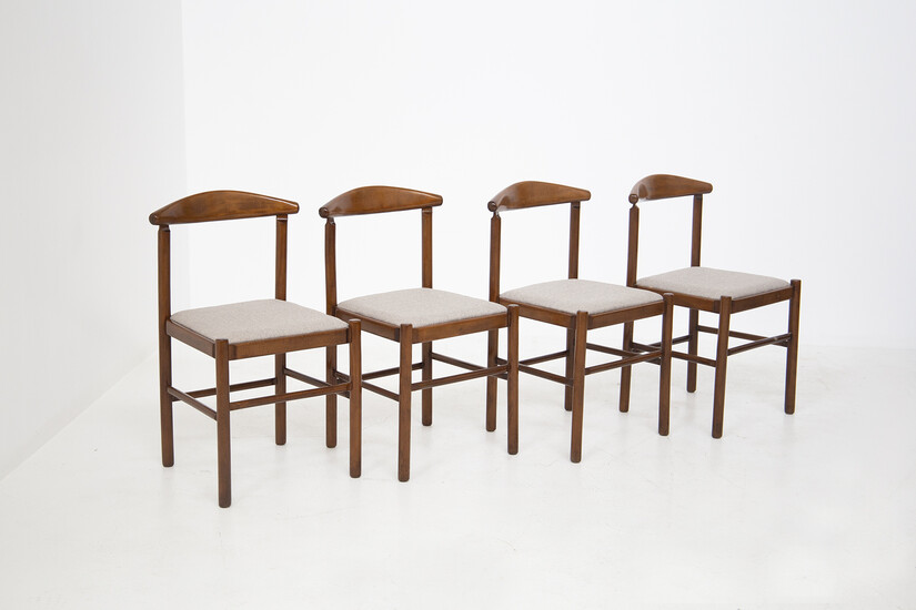Four wooden chairs. Italy. 1950s