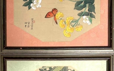 Framed Pair of Asian Silk Painting