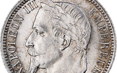 France, Napoleon III, 1 Franc, 1866, Strasbourg, Silver, MS(60-62), Gadoury:463