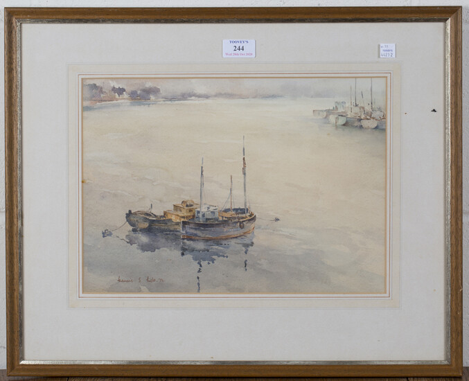 Francis S. Leke - 'Southwick' and View of Boats, a pair of watercolours, both signed and d