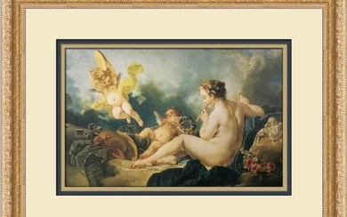Francois Boucher Seated Nymph with Flute Custom Framed Print