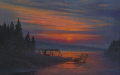 Frank Rademacher (20thc Alaska) Sunset Way of Life