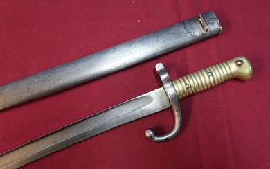 French 1886 patent bayonet complete with steel scabbard No....