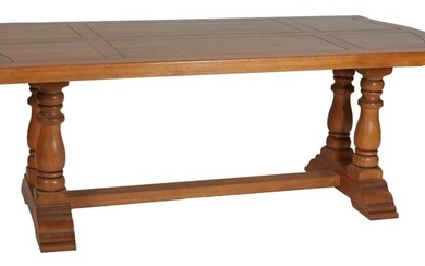 French Carved Oak Monastery Table, 20th c., H.- 30 in., W.- 80 1/2 in., D.- 38 in.