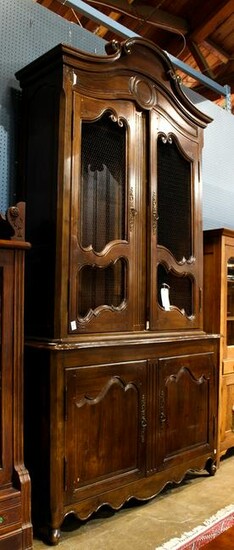 French Provincial Louis XV style walnut bookcase