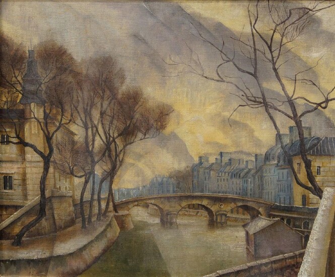 French school, late 19th century- River view; oil on canvas, 37 x 44.5 cm
