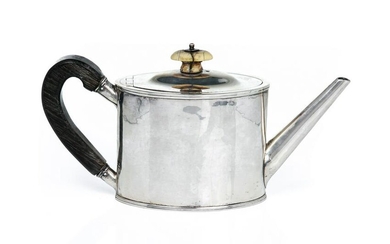GEORGE III SILVER TEAPOT WITH CARVED HANDLE, 296g