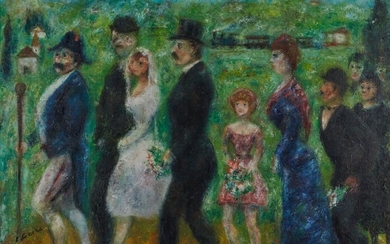 GOERG Edouard Joseph (1893-1969) "Le mariage rural » Huile sur toile, signé en bas à...