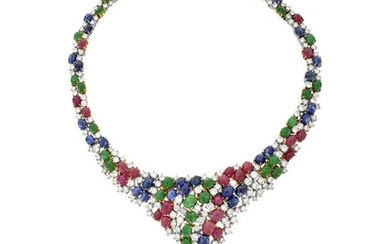 Gemstone, Diamond and 18K Necklace
