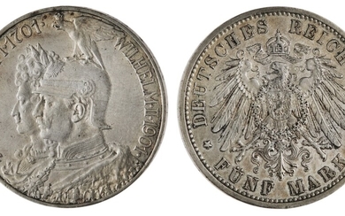 German States. Prussia. Wilhelm II (1888-1918). 5 Mark, 1901 A. Bicentennial of the Kingdom. Co...