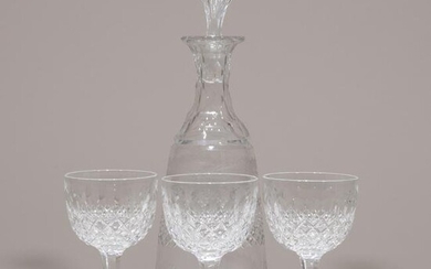 Glass Decanter & Three Glasses 19th Century