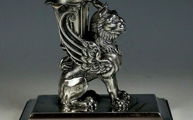 Gothic vintage sculpture griffin lion wings bronze