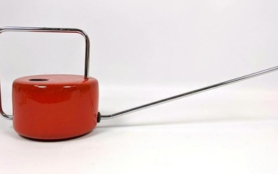 Vintage Modernist Design Red Enamel Watering Can