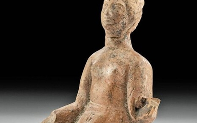 Greek Hellenistic Pottery Seated Female Votive Figure