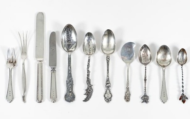 Group of 11 Sterling and Plate Inc. Souvenir Spoons