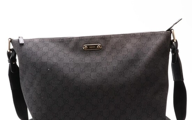 Gucci GG Canvas Messenger Bag with Leather Trim