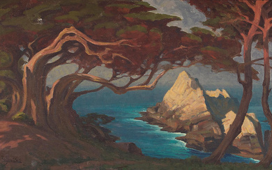Gustave F. Liljestrom (1882-1958) Cypress Trees 12 x 20 in....