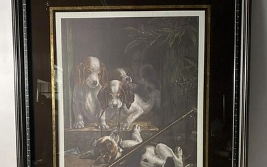 HAND COLORED STEEL ENGRAVING "THE FIRST TASTE" 38.5 X