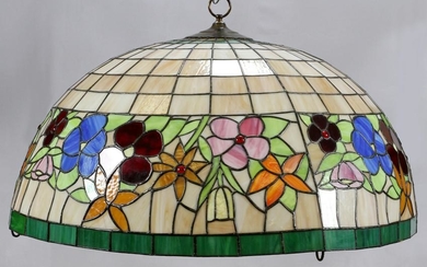 HANGING DOME LEADED GLASS CHANDELIER