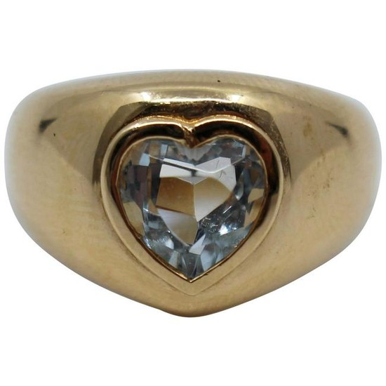 Heart Shaped Aquamarine 14-Carat Gold Ring