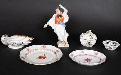Herend Hungarian Ceramic Sculpture Tableware Collection Group Lot