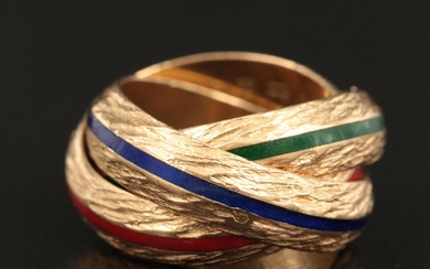 Hermès 18K and Enamel Textured Trinity Ring