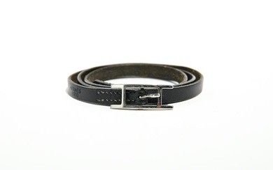 Hermes Hapi 3 Bracelet in Black/Silver Calf Leather