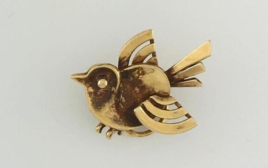 Hummingbird Clip in gold 750°/°°°, circa 1935, Weight: 3g