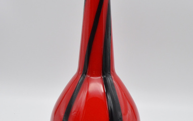 ITALIAN DESIGNER NOSE, UNKNOWN ARTIST, BLACK AND RED, GLASS, ITALY, AROUND 1970S.