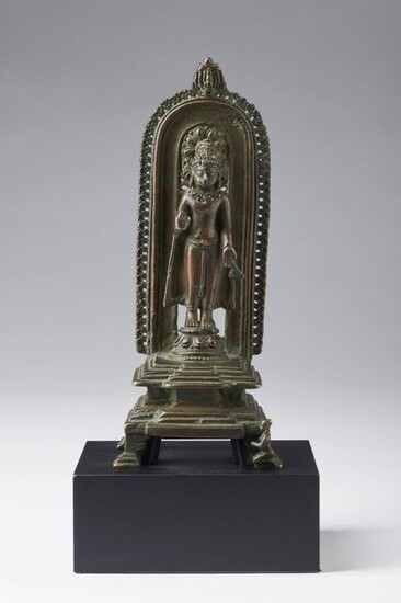 Indian Art. A copper alloy altar portraying Buddha North-Eastern India, Pala period. 12th century . Provenance: Private Collection Milan, Italy. Published in: Himalayan Art Resource, item no.61755 Bonhams, "Images of Devotion", Hong Kong, Admiralty, 2...